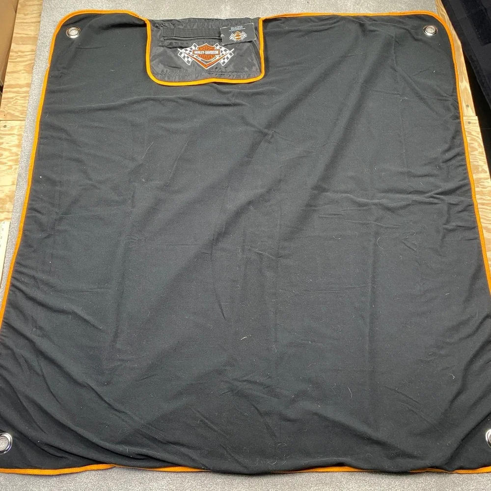 Harley-Davidson Stadium Blanket‎ Fleece Nylon Water Resistant Pouch Black Orange